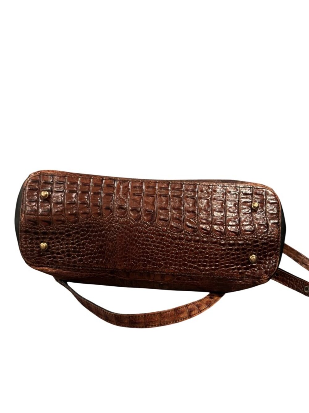 Brahmin Crandall Leather Satchel Black Brown Croc Embossed Doctor Bag Vintage - Picture 10 of 16